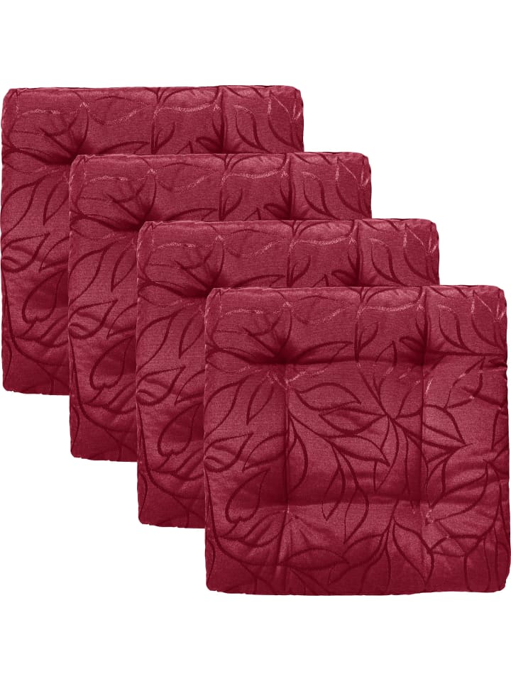 Jacquard, Baumwollmischung Outdoor-Stuhlkissen 4er-Pack Terrassa in burgund