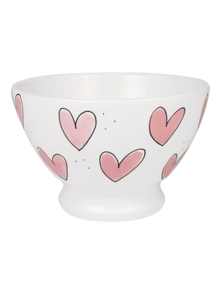 Schale auf Fuß Rosa Herzen in Rosa - 13cm