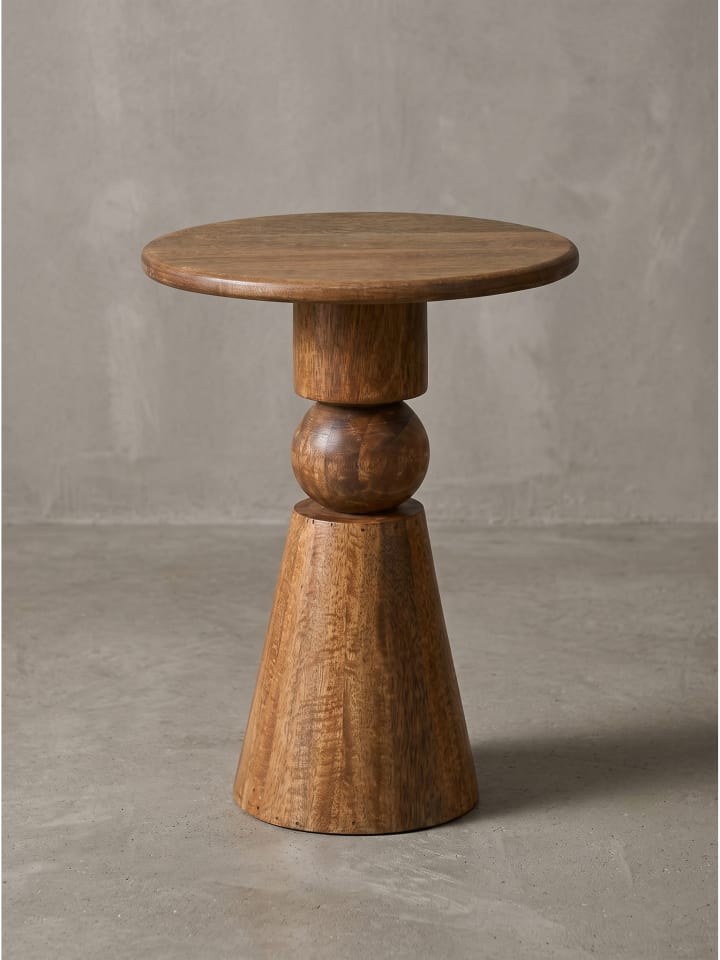 Beistelltisch mit Mittelfuß, Massivholz, Modern