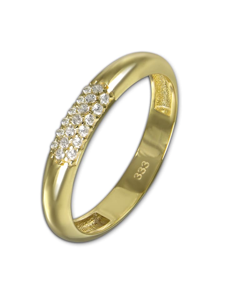 333 Gelbgold - 8 Karat Damen Ringe 3-reihig Zirkonia Fingerring  56 (17,8)