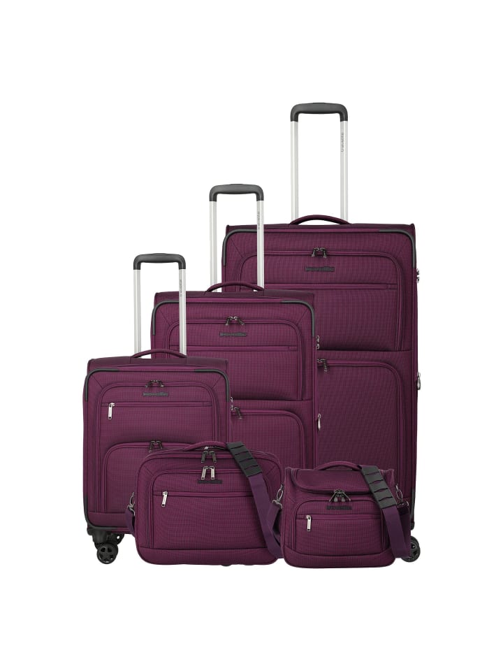 Cubis 4 Rollen Kofferset 5-teilig mit Dehnfalte berry