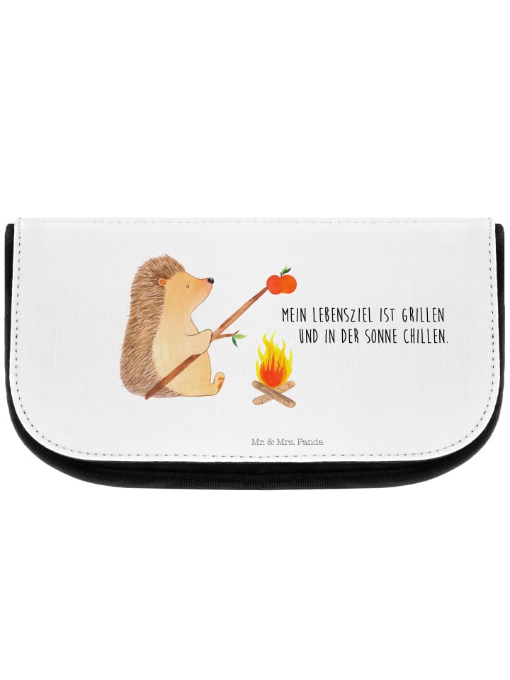Kulturtäschchen Igel Grillen mit Spruch in Weiß