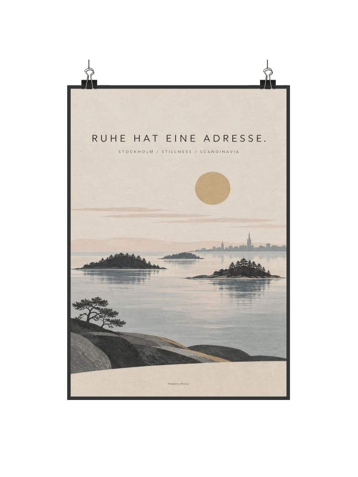 Wandbild Archipel ruhig Design mit Spruch in Weiß