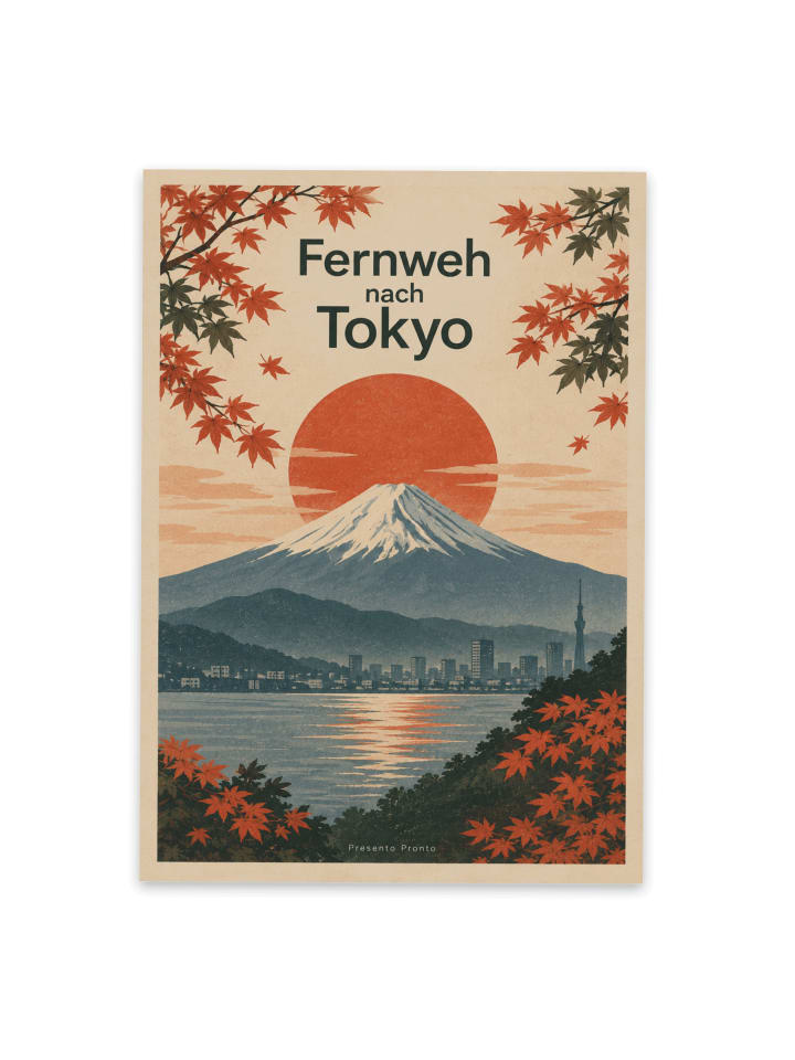 Postkarte Mount Fuji minimalistisch Design mit ... in Weiß