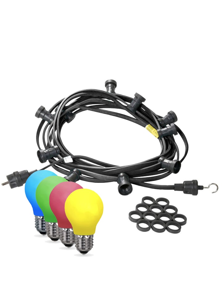 Garten Party Lichterkette Illu 50 bunte LED Tropfenlampen 30m schwarz