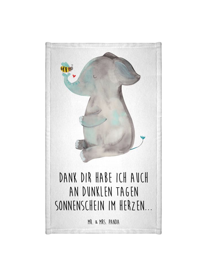 Handtuch Elefant Biene mit Spruch in Weiß
