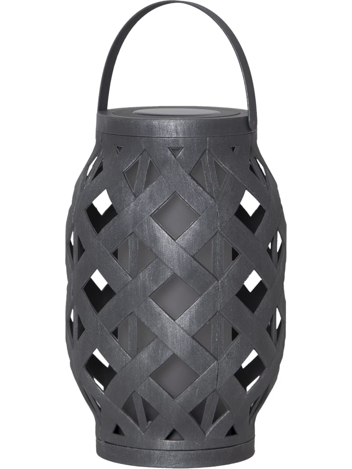 LED Outdoor-Laterne ,Flame Lantern, Batterie und Timer, grau, 23cm, Ø