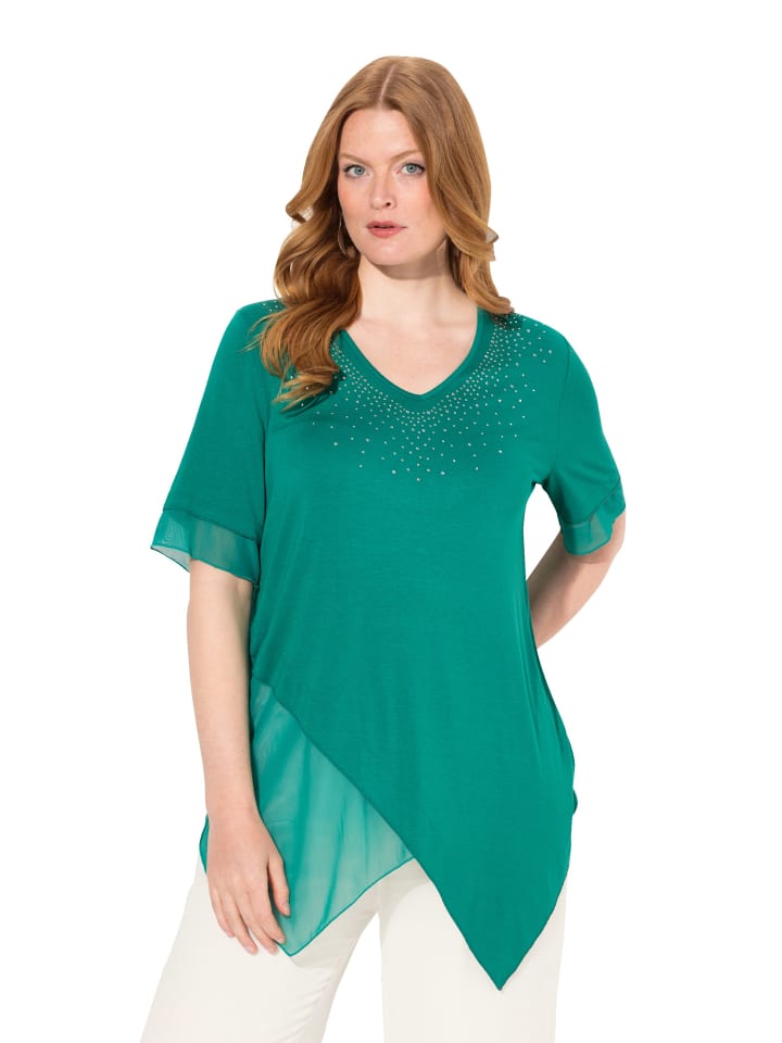 Bluse in grünblau