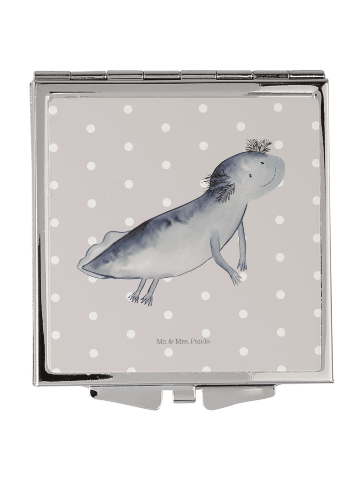 Schminkspiegel Axolotl Schwimmen ohne Spruch in Grau Pastell