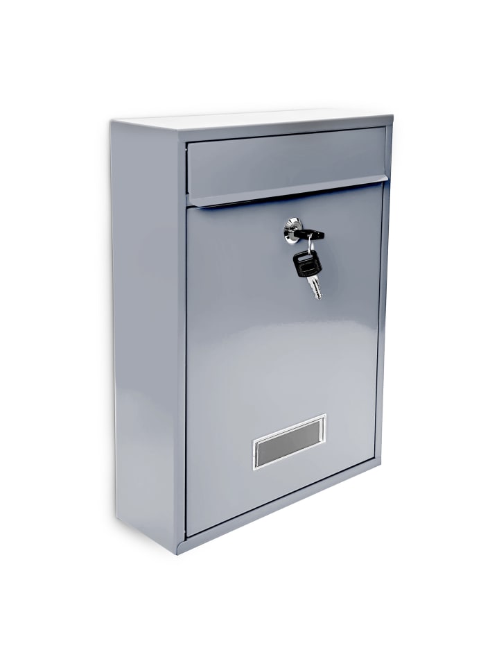 Briefkasten in Silber - (B)35 x (H)26,5 x (T)8,5 cm