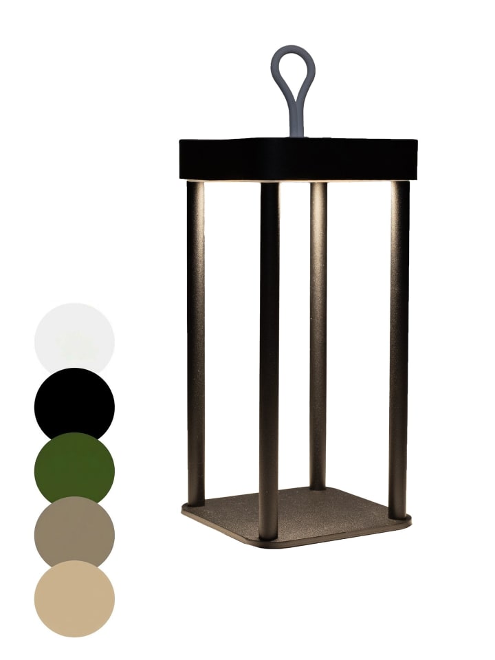 LED Tischlampe dimmbar Innen & Außen 24,5x12cm Säulen in Schwarz