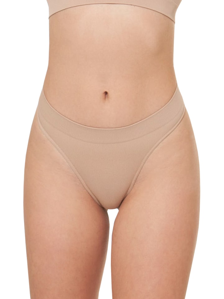 String-Tanga Ribbed Collection in beige