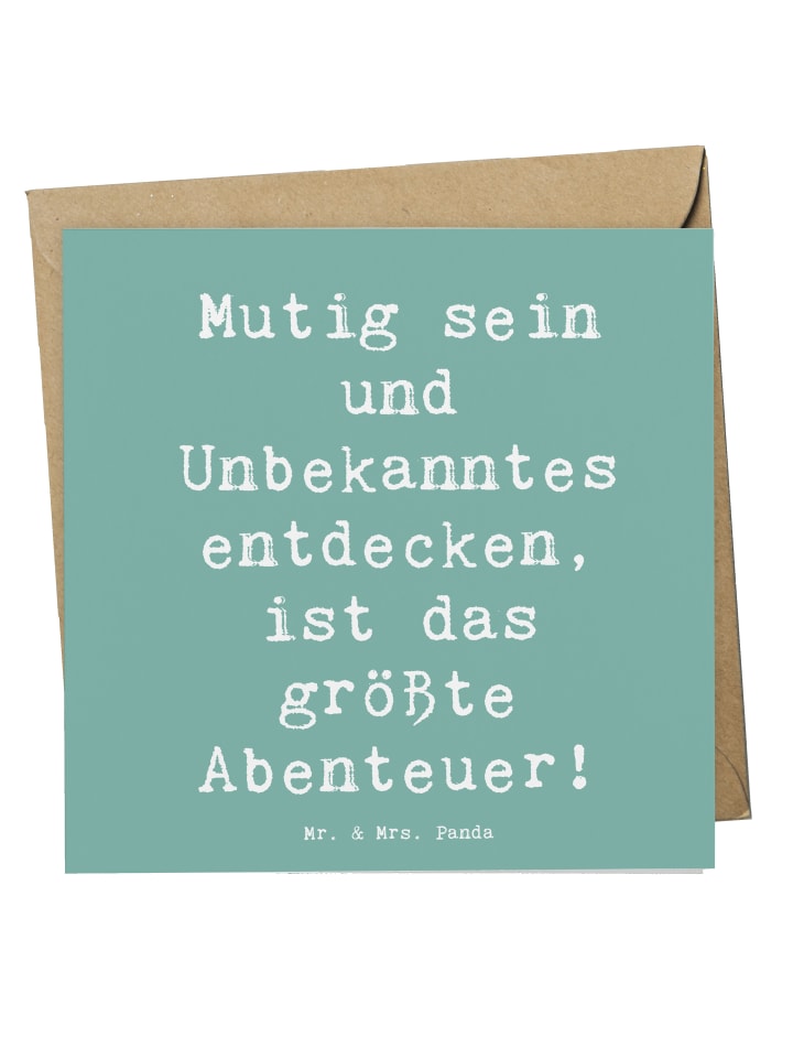 Doppelkarte Spruch Unbekannte Orte erkunden mit... in Meeresbrise
