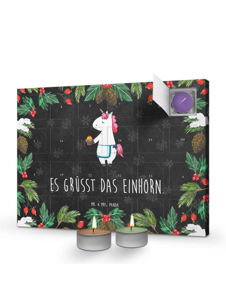 Adventskalender Einhorn Muffin mit Spruch in Kreidetafel