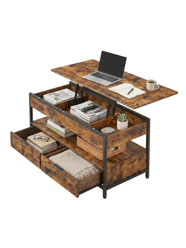 Couchtisch Barnet in Vintagebraun-Tintenschwarz - (B)100 x (H)(48-63) x (T)50 cm