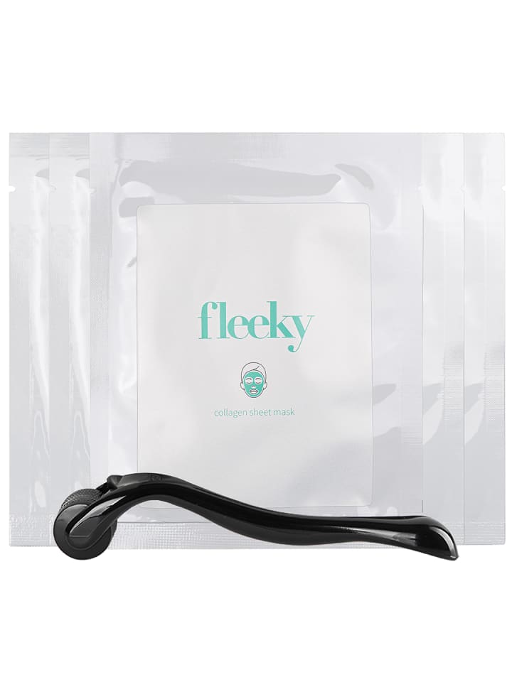 Collagen Sheet Mask mit 540 Needle Dermaroller - 5 Stück + Roller