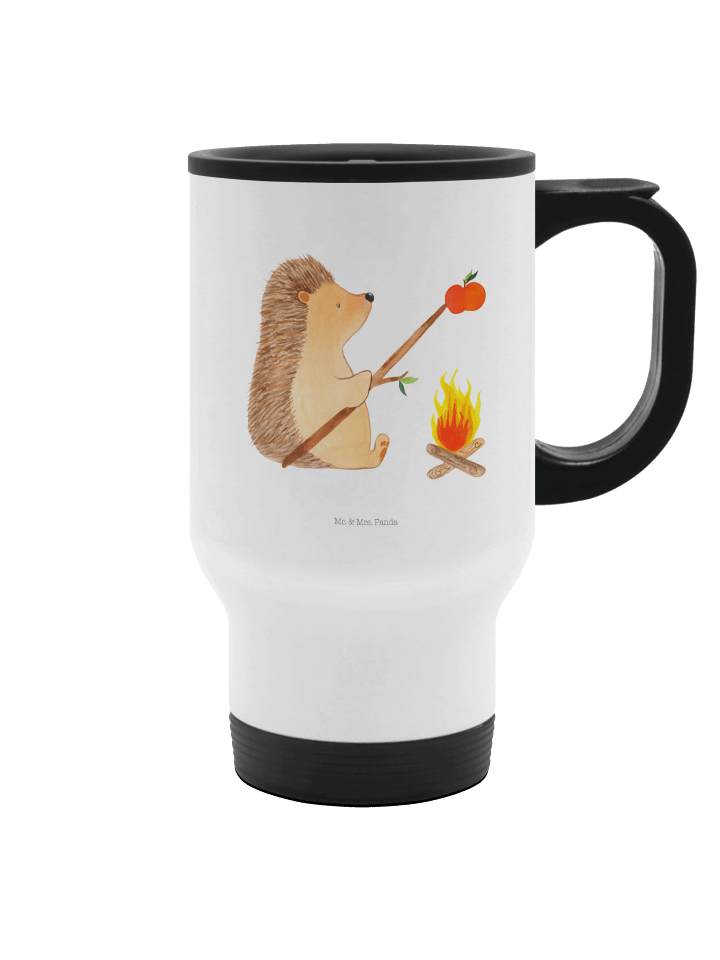 Travel Mug Igel Grillen ohne Spruch in Weiß
