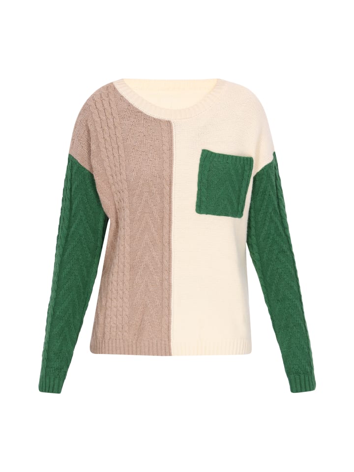 Women Sweater in White Multicolour Green