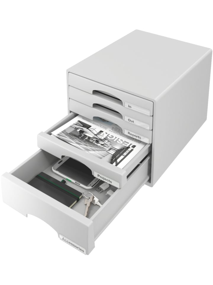 Schubladenbox Plus 5 Schubladen Polystyrol grau