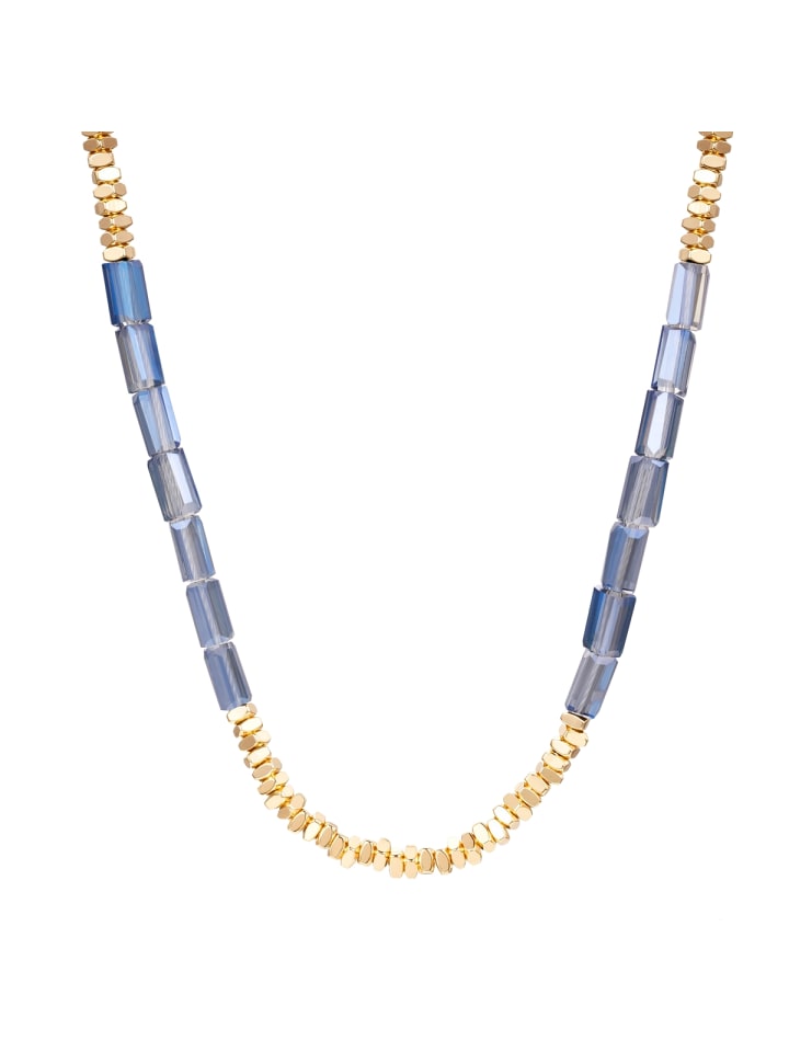 Halskette aus Metall-Legierung mit Glas in gelbgold