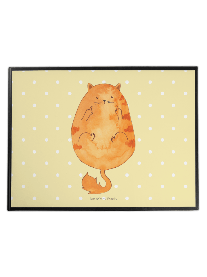 Schreibunterlage Katze Frühaufsteher ohne Spruch in Gelb Pastell