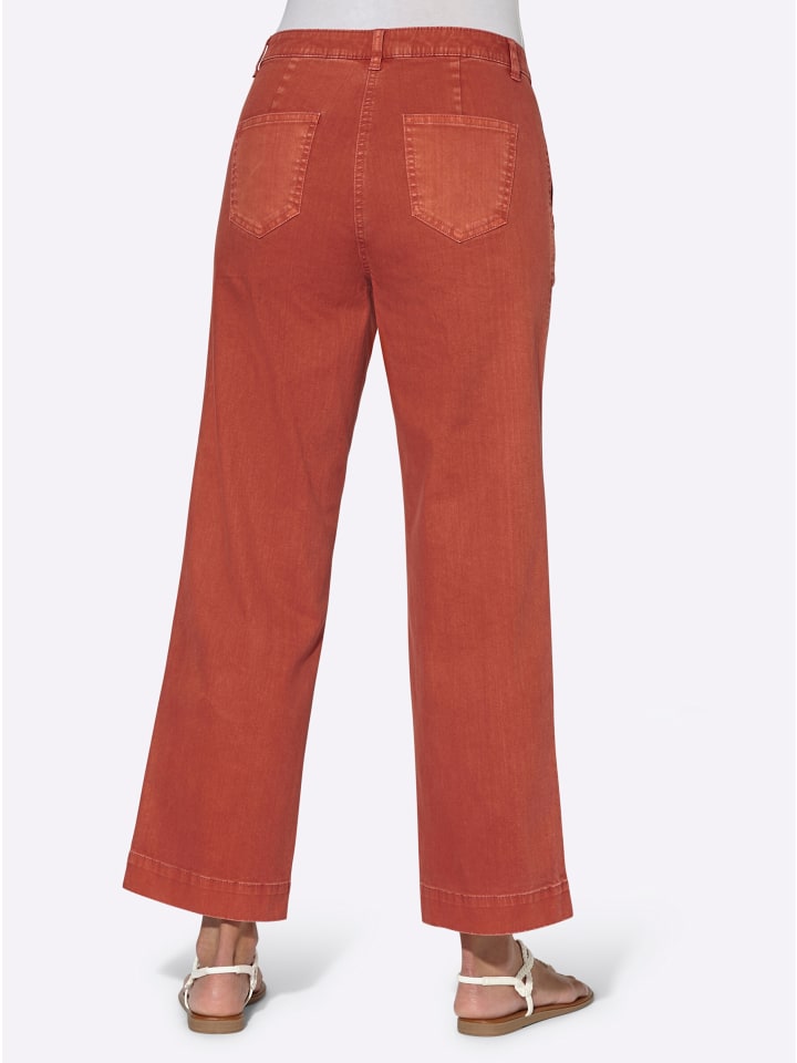 Jeans-Culotte in rostrot