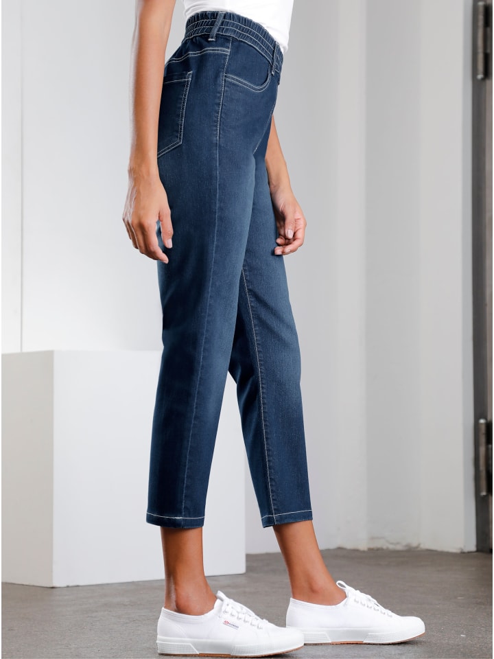 3/4-Jeans in blue-stone-washed