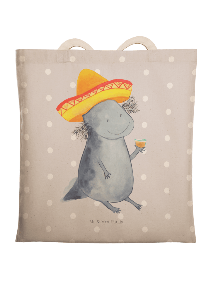 Tote Bag Axolotl Tequila ohne Spruch in Grau Pastell