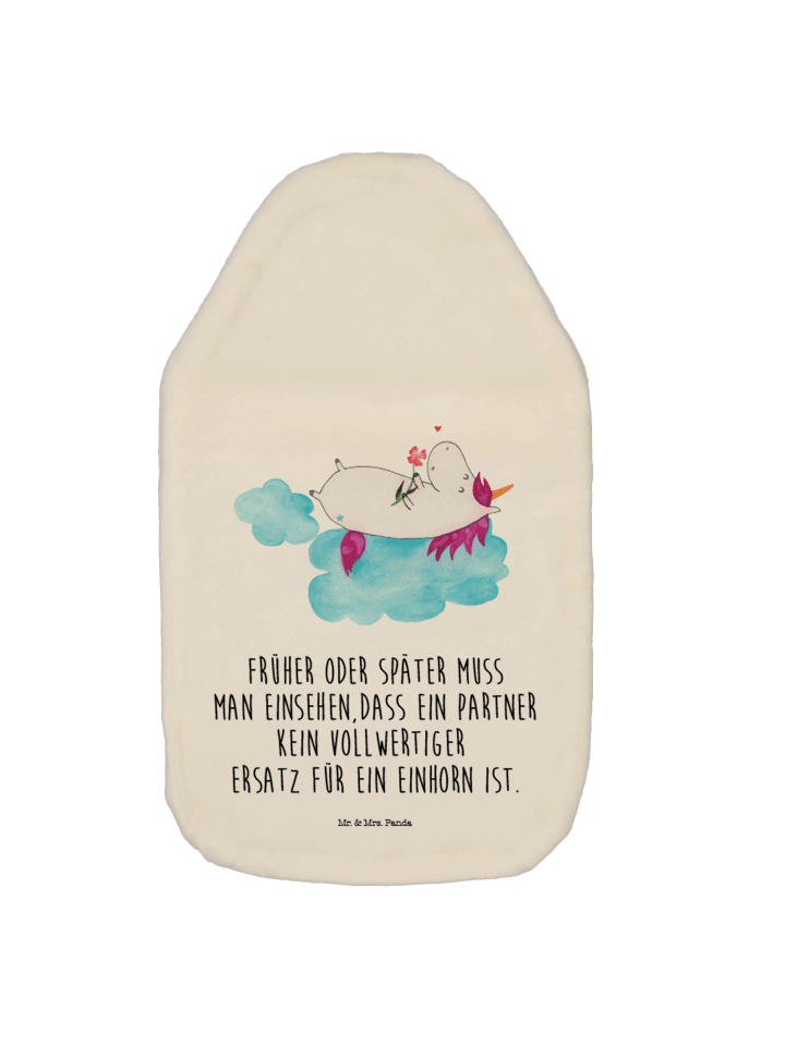 Wärmflasche Einhorn Verliebt mit Spruch in Weiß