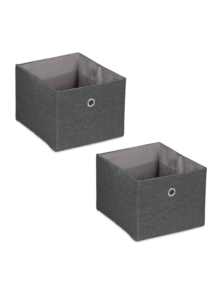 2 x Aufbewahrungsbox in Dunkelgrau - (B)20,5 x (H)16 x (T)25 cm