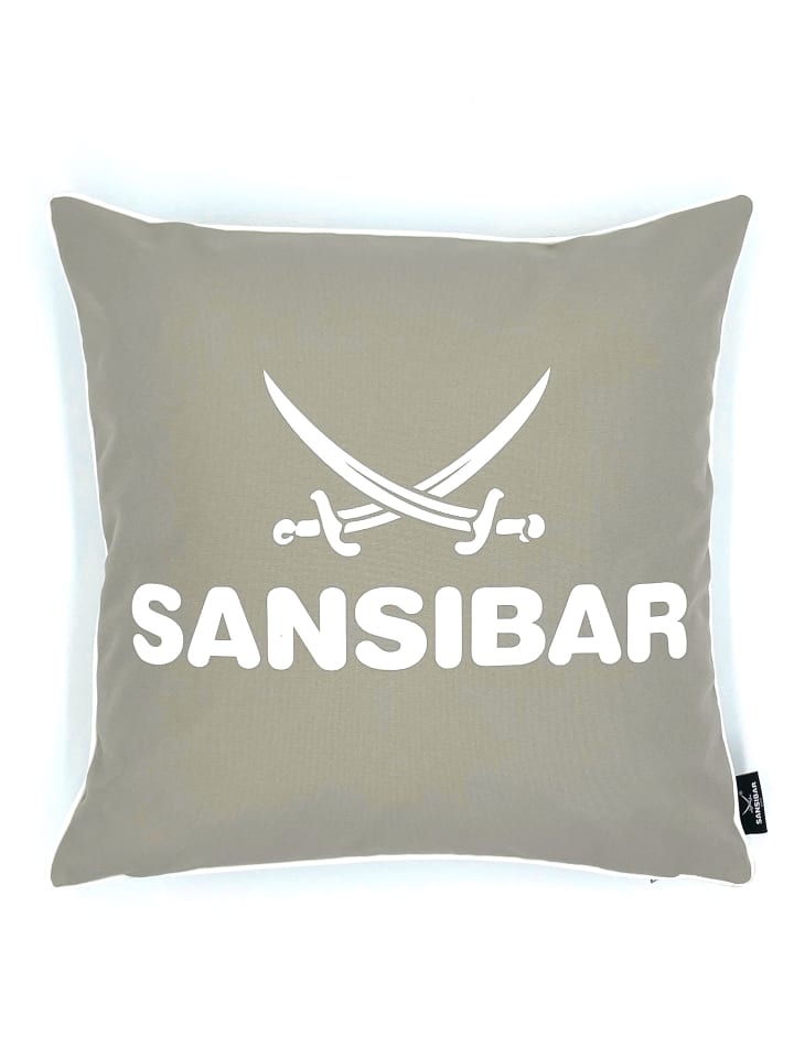 Outdoor-Kissen mit Füllung in Taupe/Offwhite, 45x45 cm