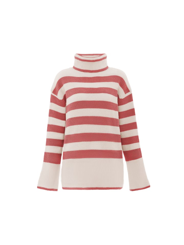 Damen Sweater in WOLLWEISS DUNKELROSA