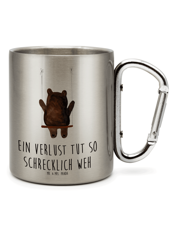Kaffeetasse Bär Schaukel mit Spruch in Silber