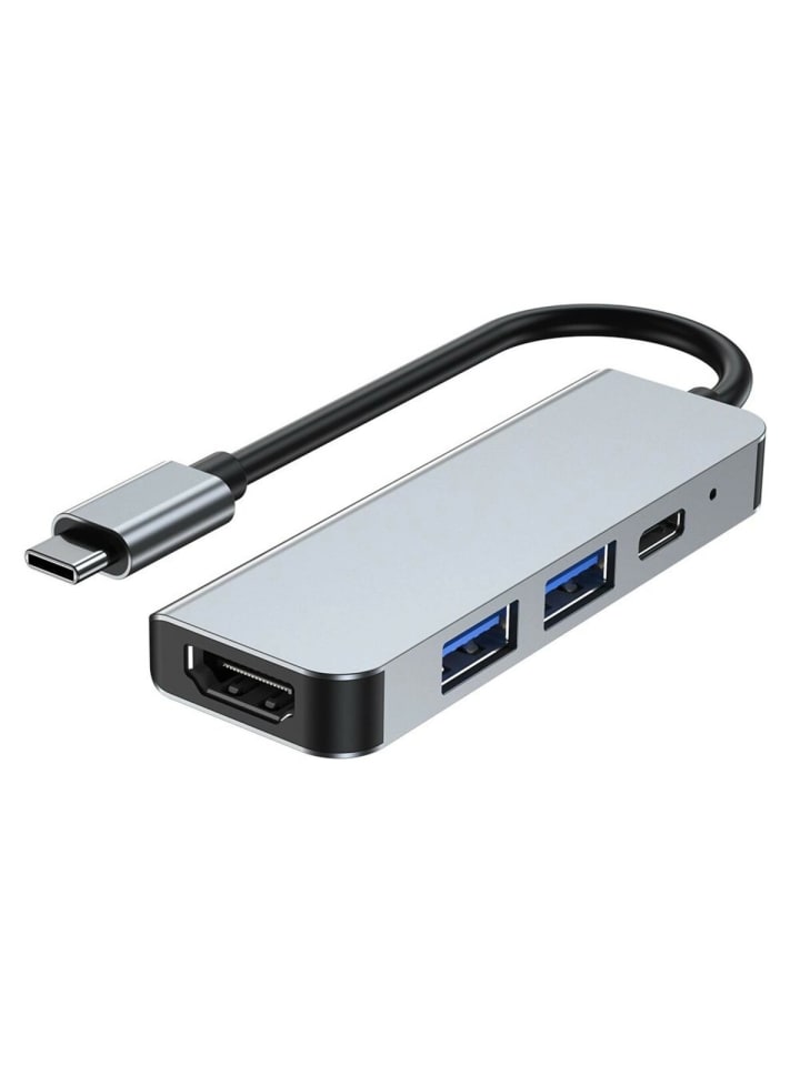 4in1 Multifunktonsadapter V2 in Grau HUB USB-C auf 2xUSB, HDMI, USB-C in Grau
