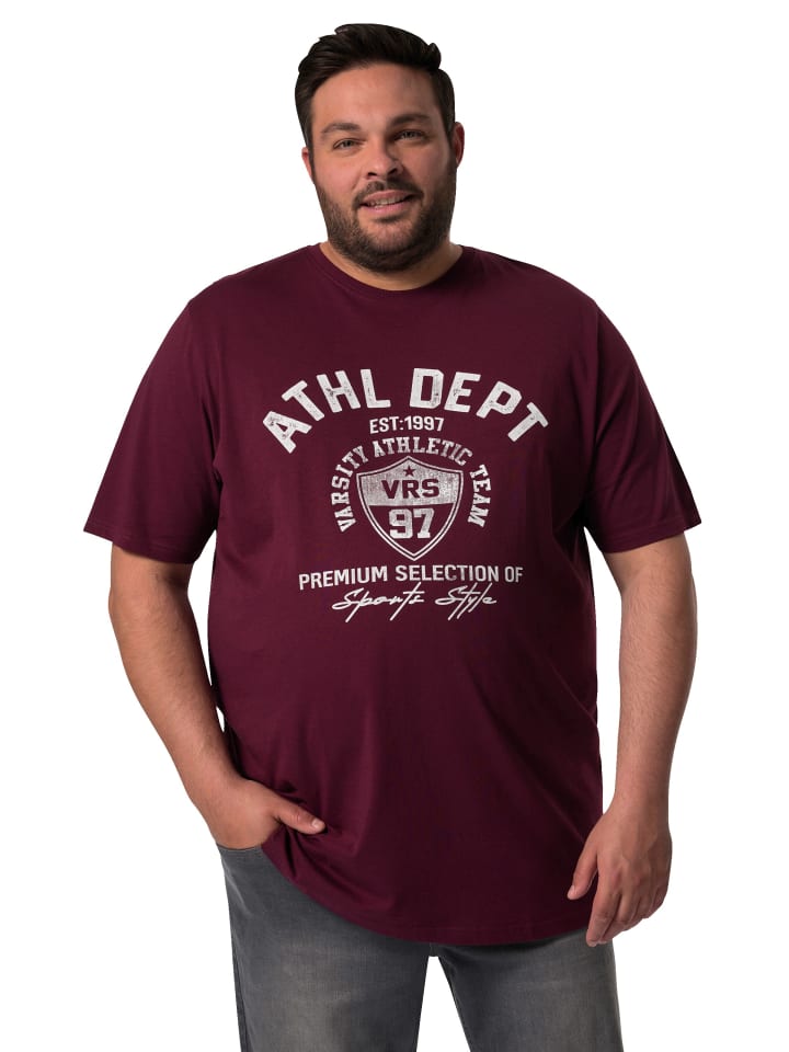 Kurzarm T-Shirt in dunkel weinrot