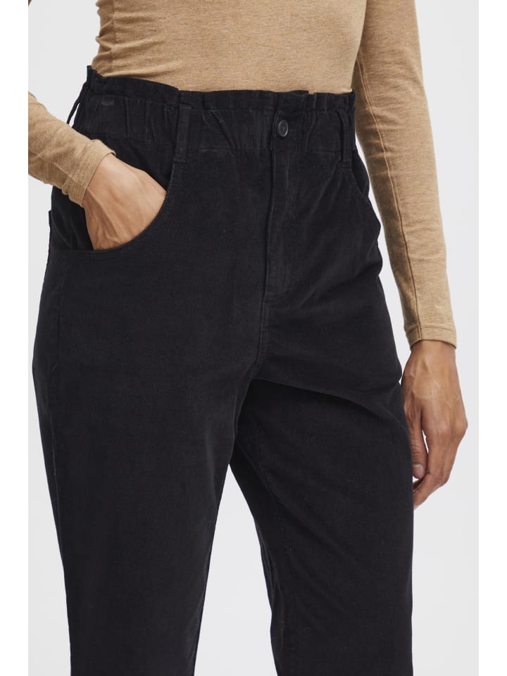 BYEBELINE ELA PANTS - CORDUROY Loose fit in Black