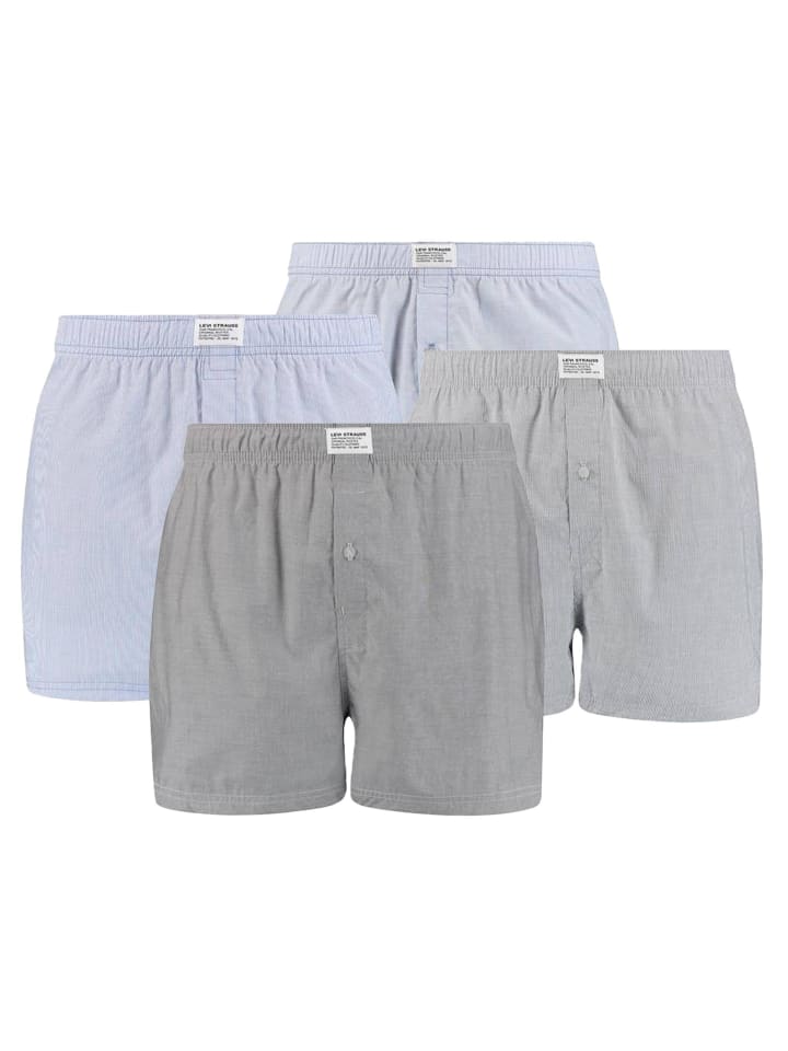 Web-Boxershorts 4er Pack in Grau/Hellblau