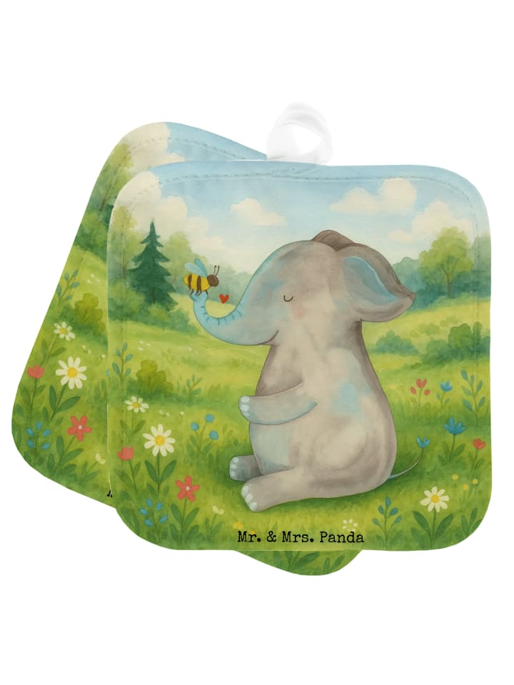 Topflappen Elefant Biene Design ohne Spruch in Weiß