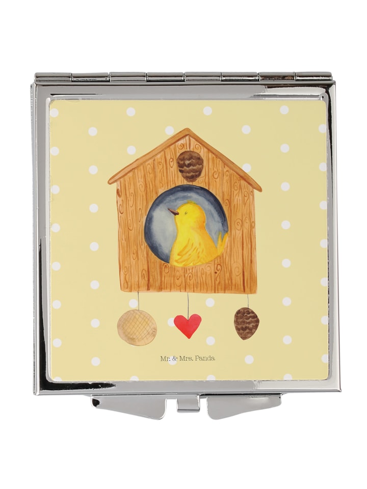 Schminkspiegel Vogel Haus ohne Spruch in Gelb Pastell