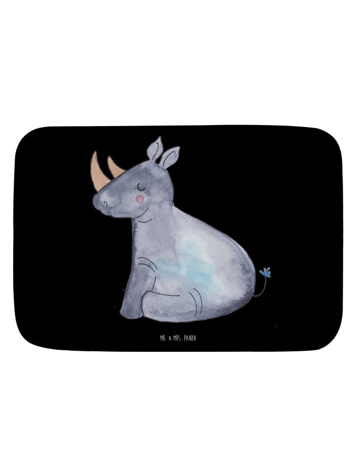 Badezimmerteppich Einhorn Nashorn ohne Spruch in Schwarz