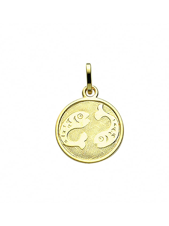 Damen & Herren 333 Gold Sternzeichen Anhänger Fisch Ø 11,8 mm in gold