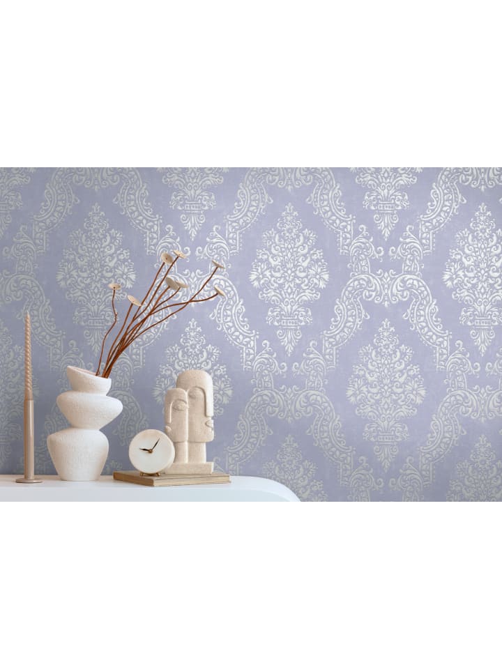 Tapete Majestic Ornament in Perlmutt-Blau