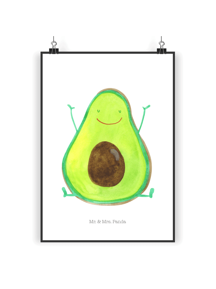 Poster Avocado Glücklich ohne Spruch in Weiß