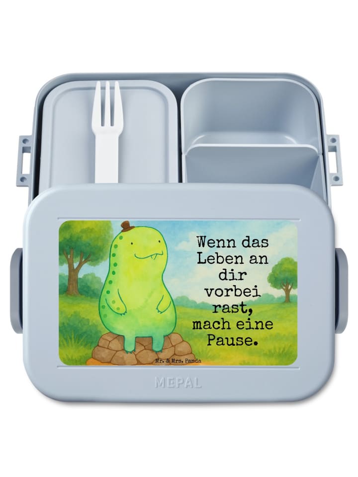 Snack Box Schildkröte Pause Design mit Spruch in Blau Pastell