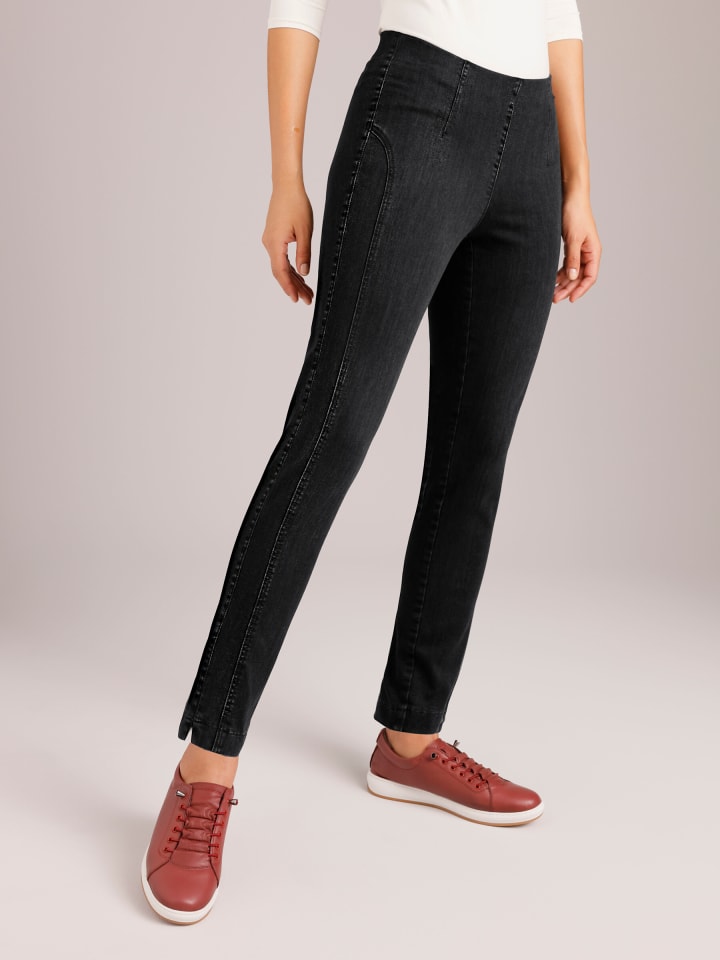 Edel-Schlupfjeans in dark grey-denim