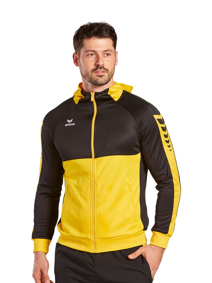 Herren Six Wings Trainingsjacke mit Kapuze in gelb/schwarz