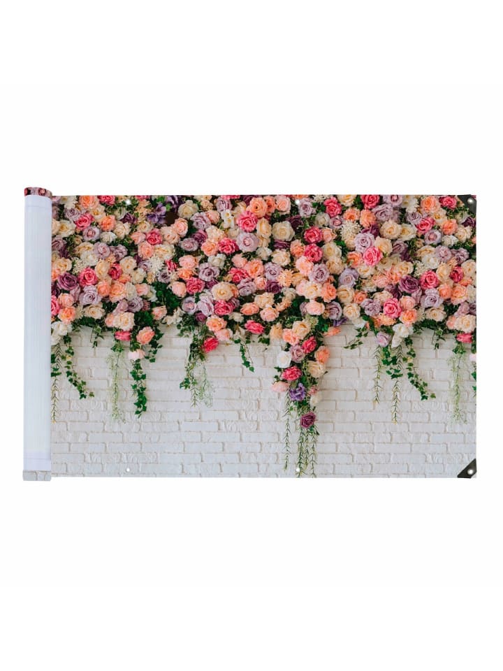 Balkon-Sichtschutz, 5 m, Balkon-Sichtschutz Rosen, 5 m, Balkon-Sichtschutz Mod. Rosen, 5 m in Mehrfarbig