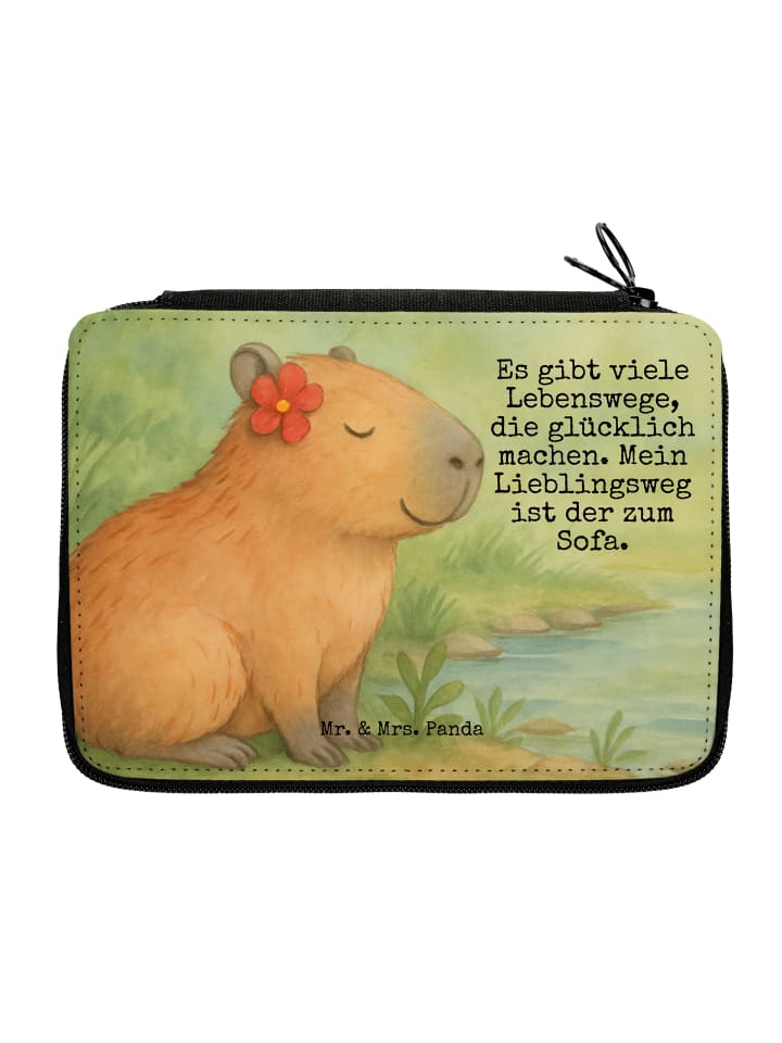 Mäppchen Capybara Blume Design mit Spruch in Weiß