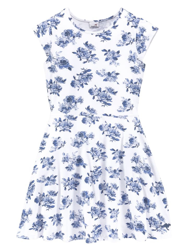 Jerseykleid in weiß/hellblau