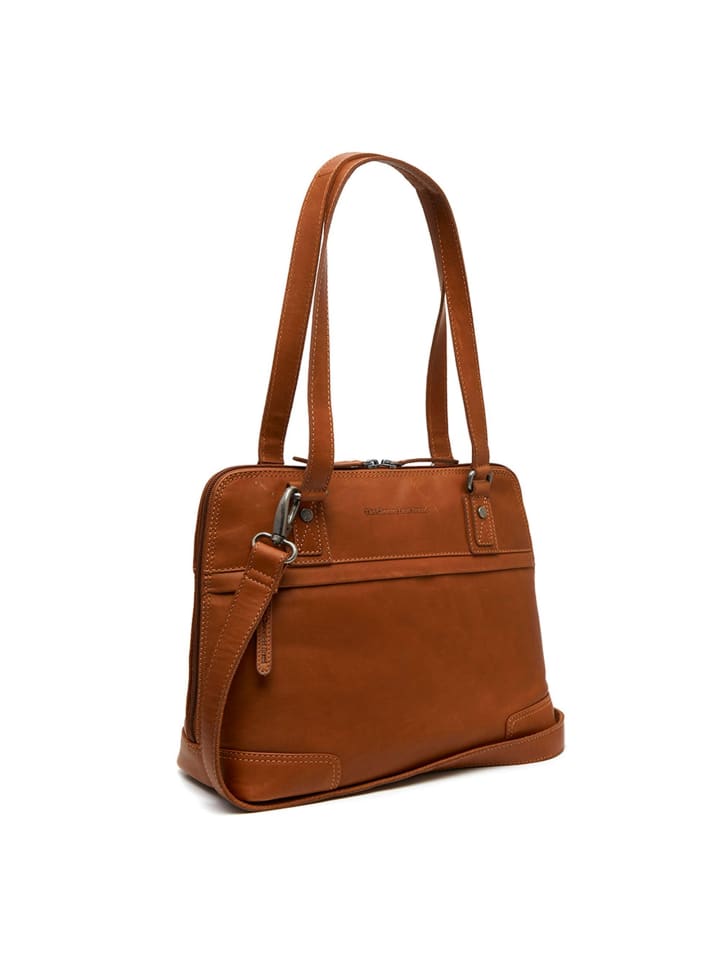 Belgrado Schultertasche Leder 32 cm Laptopfach cognac